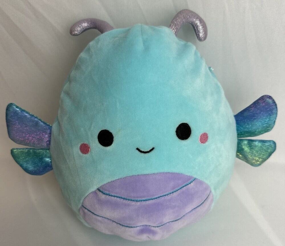 Squishmallows 8" Heather the Blue Dragonfly Kellytoy Plush Blue Iridescent Wings